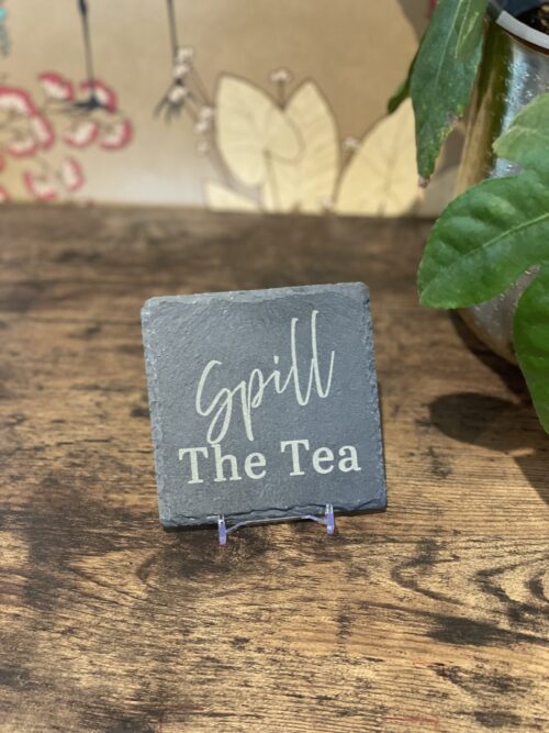 Slate Coaster Tea Lover Image of tea slate coaster