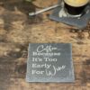 A Complete Set of our Coffee Slate Coasters with free holder