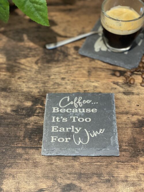 A Complete Set of our Coffee Slate Coasters with free holder