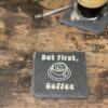 A Complete Set of our Coffee Slate Coasters with free holder
