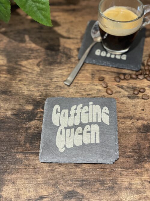 A Complete Set of our Coffee Slate Coasters with free holder