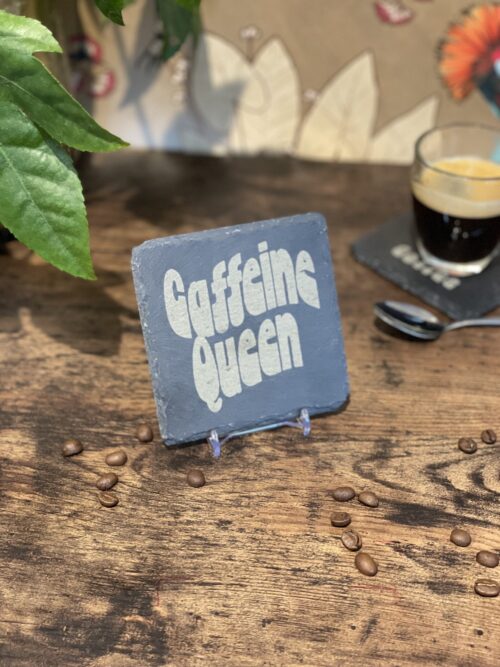 A Complete Set of our Coffee Slate Coasters with free holder
