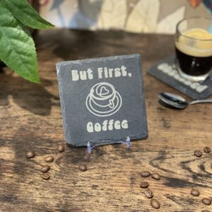 Slate Coaster with Coffee Engravings