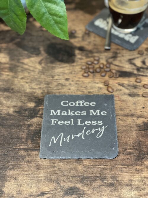 A Complete Set of our Coffee Slate Coasters with free holder