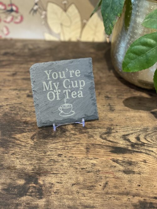 Slate Coaster Tea Lover Image of tea slate coaster