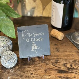 Slate Coaster with Prosecco Engravings (10cm Square)