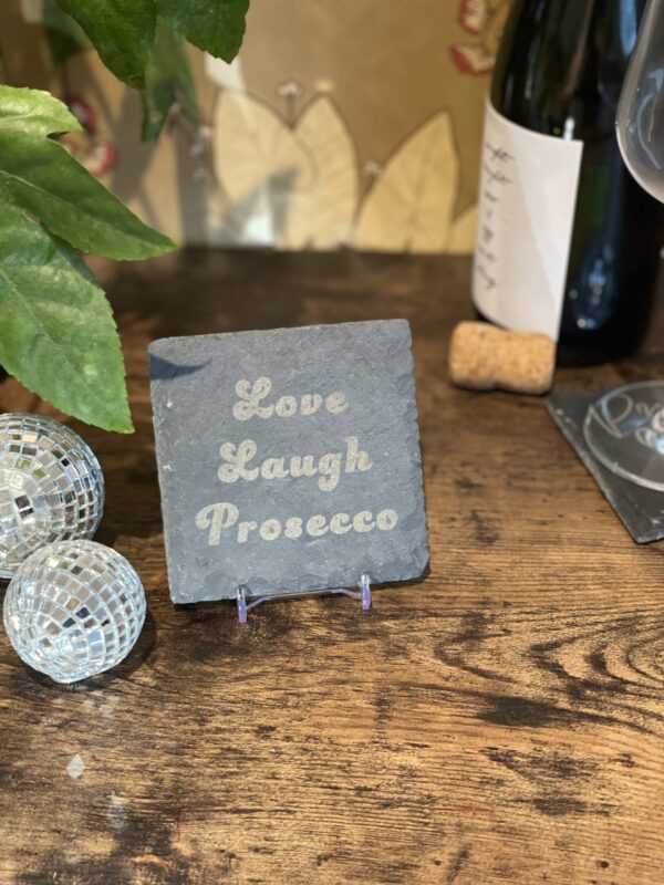 Slate Coaster with Prosecco Engravings (10cm Square) - Image 6