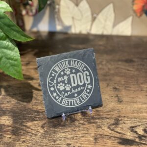 Slate Coaster with Dog Engravings
