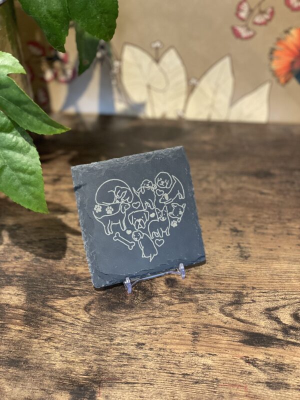 Slate Coaster with Dog Engravings - Image 2