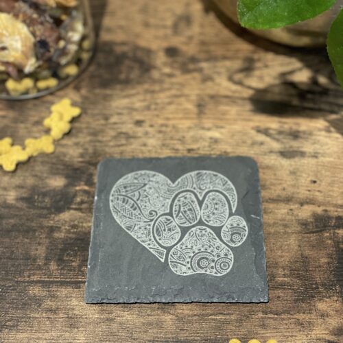 Paw Mandela Heart Slate Coaster
