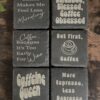 A Complete Set of our Coffee Slate Coasters with free holder