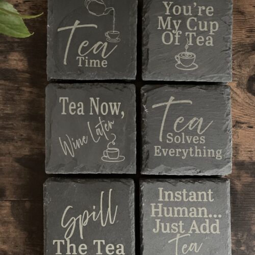 Slate Coaster Tea Lover Image of the full range of tea slate coasters