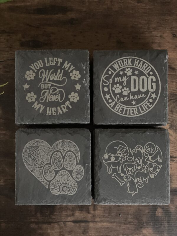 Slate Coaster with Dog Engravings - Image 4