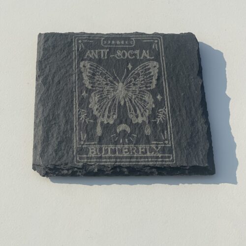 The AntiSocial Butterfly Slate Coaster