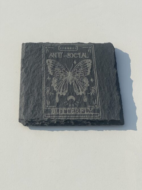 The AntiSocial Butterfly Slate Coaster