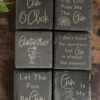 Complete Set Of 6 Wine themed Coasters with free holder