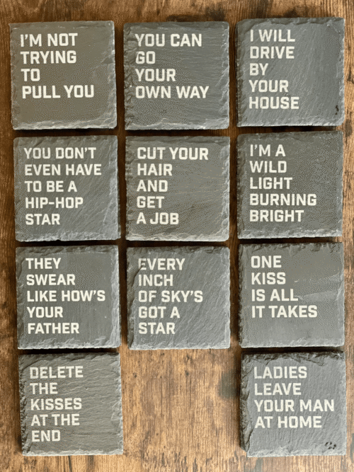Group of Lyric Slate Coasters Group of Lyric Slate Coasters