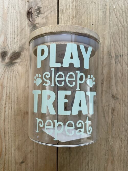 Play Sleep Treat Repeat treat jar Play Sleep Treat Repeat treat jar
