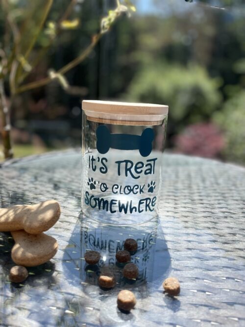 Its Treat O'clock Somewhere treat jar Its Treat O'clock Somewhere treat jar