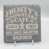 Frostys Snowflake Cafe Frosty’s Snowflake Café Slate Coaster – Rustic Christmas Slate Gift