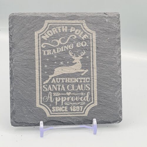 North Pole Trading Co Slate Coaster – Rustic Christmas Slate Gift