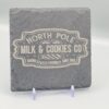 North Pole Milk + Cookie Co Christmas Slate Coaster Gift Set with Holder – 6 Rustic Festive Coasters