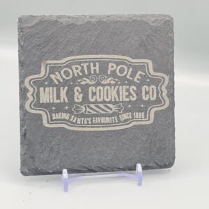 North Pole Milk & Cookies Co Slate Coaster – Rustic Christmas Slate Gift