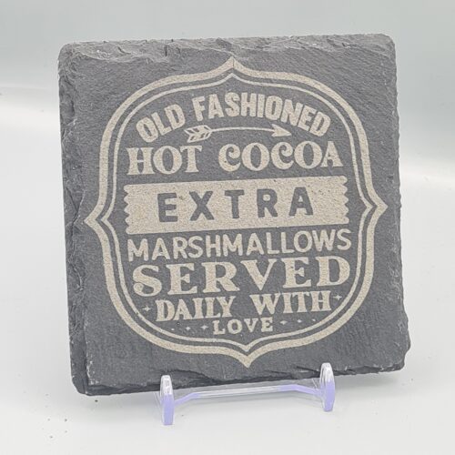Old Fashioned Hot Cocoa Slate Coaster – Rustic Christmas Slate Gift