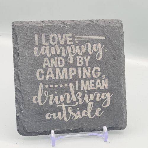 Funny Camping Slate Coaster – Drinking Outside Caravan Gift