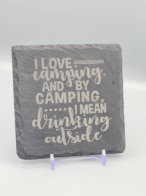 1000060922 Funny Camping Slate Coaster – Drinking Outside Caravan Gift