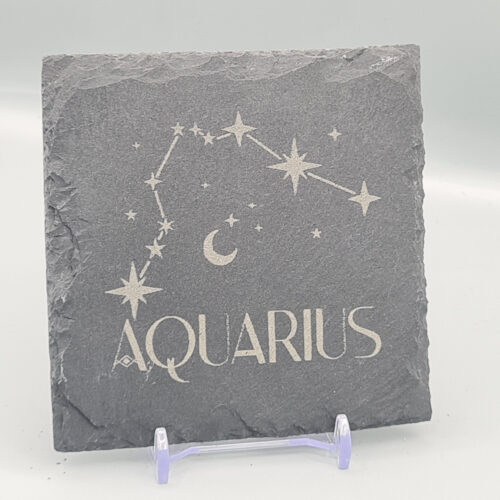 Aquarius_slate_coaster Aquarius Slate Coaster – Zodiac Star Sign Engraved Natural Slate Gift