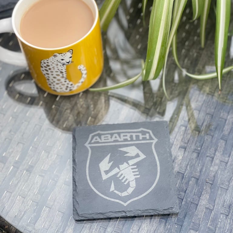 Abarth Slate Coaster – Engraved Natural Slate Car Gift