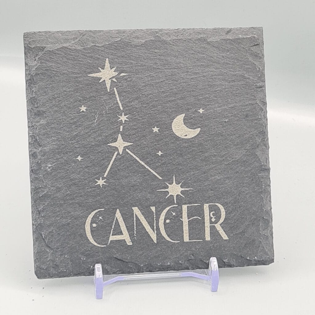 Cancer Slate Coaster – Zodiac Star Sign Engraved Natural Slate Gift