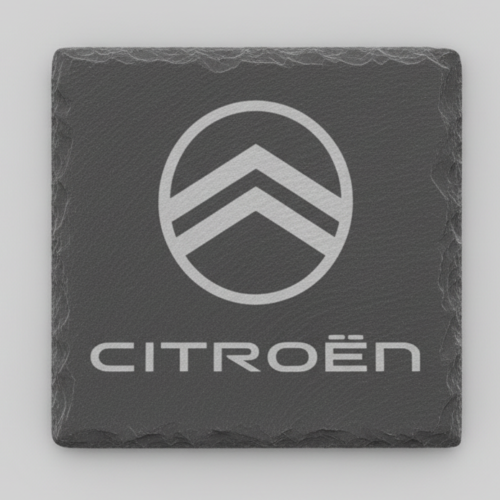 Citroen_logo_slate_coaster_3 Citroen Slate Coaster – Engraved Natural Slate Car Gift