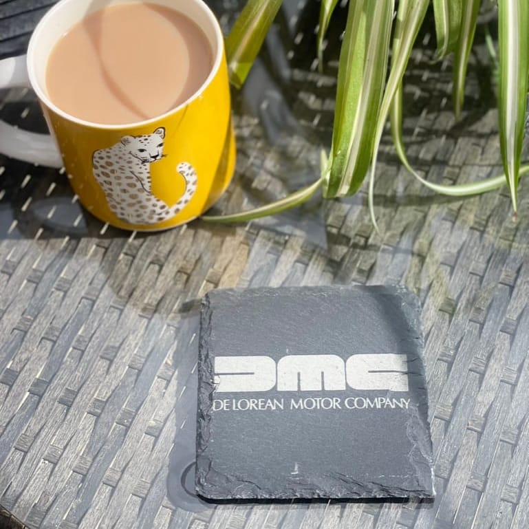 DeLorean DMC Slate Coaster – Engraved Natural Slate Car Gift