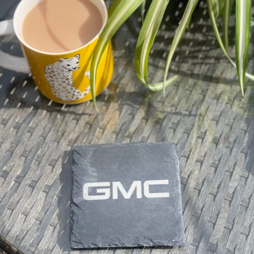 GMC_Logo_on_Slate_Coaster_1 GMC Slate Coaster – Engraved Natural Slate Truck Gift