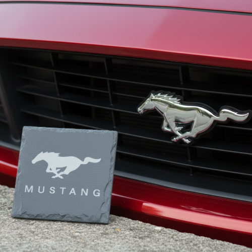 Mustang_slate_coaster_4 Mustang Slate Coaster – Engraved Natural Slate Car Gift