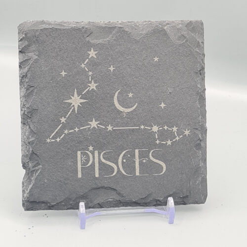 Pisces_slate_coaster Pisces Slate Coaster – Zodiac Star Sign Engraved Natural Slate Gift