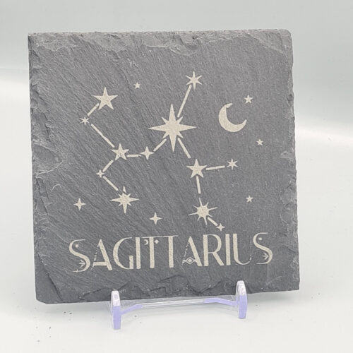 Sagittarius_slate_coaster Sagittarius Slate Coaster – Zodiac Star Sign Engraved Natural Slate Gift