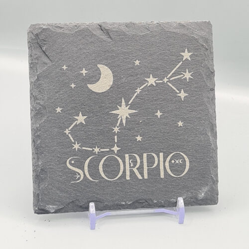 Scorpio_slate_coaster Scorpio Slate Coaster – Zodiac Star Sign Engraved Natural Slate Gift
