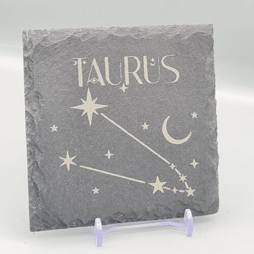 Taurus_slate_coaster Taurus Slate Coaster – Zodiac Star Sign Engraved Natural Slate Gift
